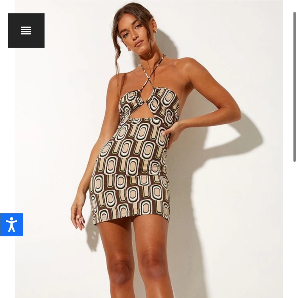 Retro Brown Mini Dress with Tie